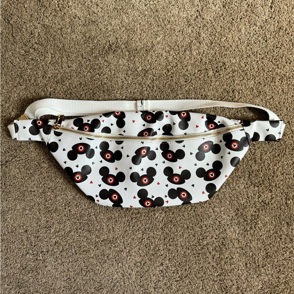 Stylish Unbranded Mickey Mouse White and Black Crossbody Bag / Fanny pack